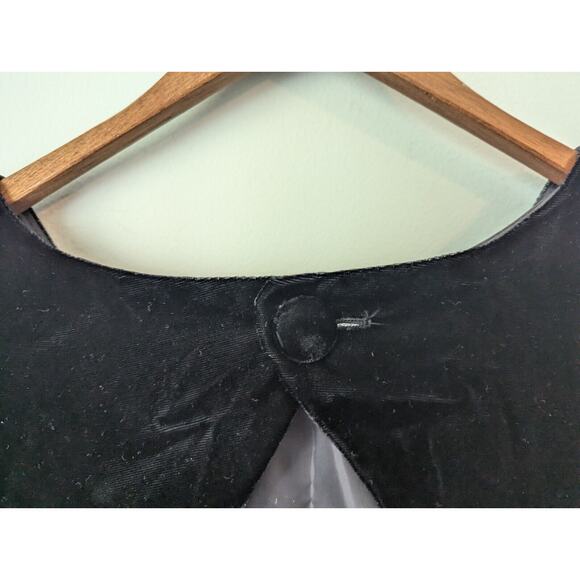 Vtg Lanz RSVP Evening Dress Small Black Formal Velour Midi Bow Open Back Hoco - Picture 8 of 13